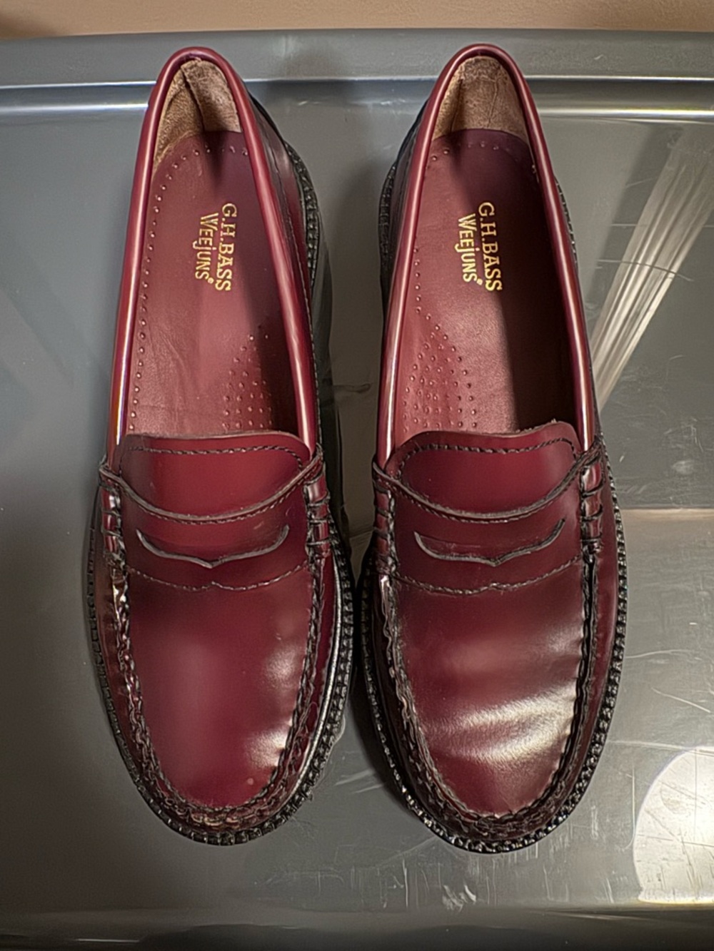 G.H. Bass & Co. Weejuns Lug Sole Burgundy Penny Loafers